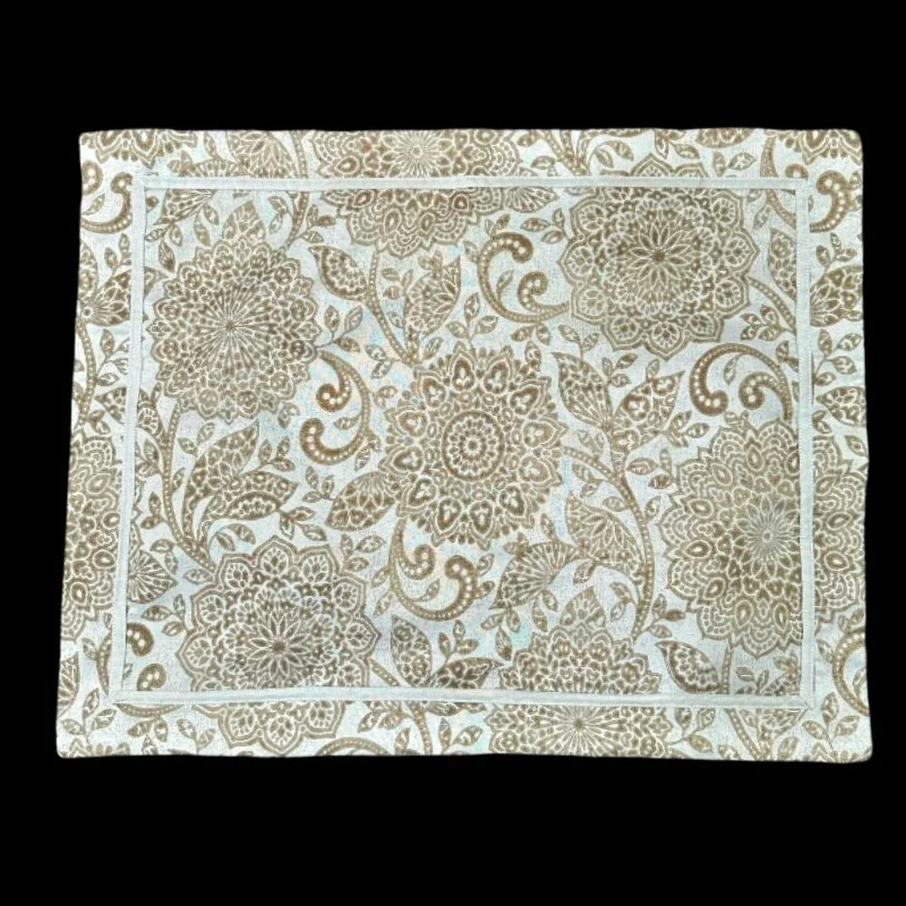 One (1) Madison Park Signature Tan and Cream Floral Pillow Sham 23.5 x 29.5 Inch